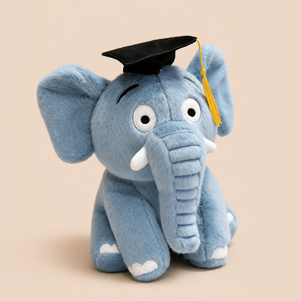 Peluche Éléphant avec Chapeau Écolier
