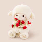 Peluche Mouton avec Bouquet de Fleurs