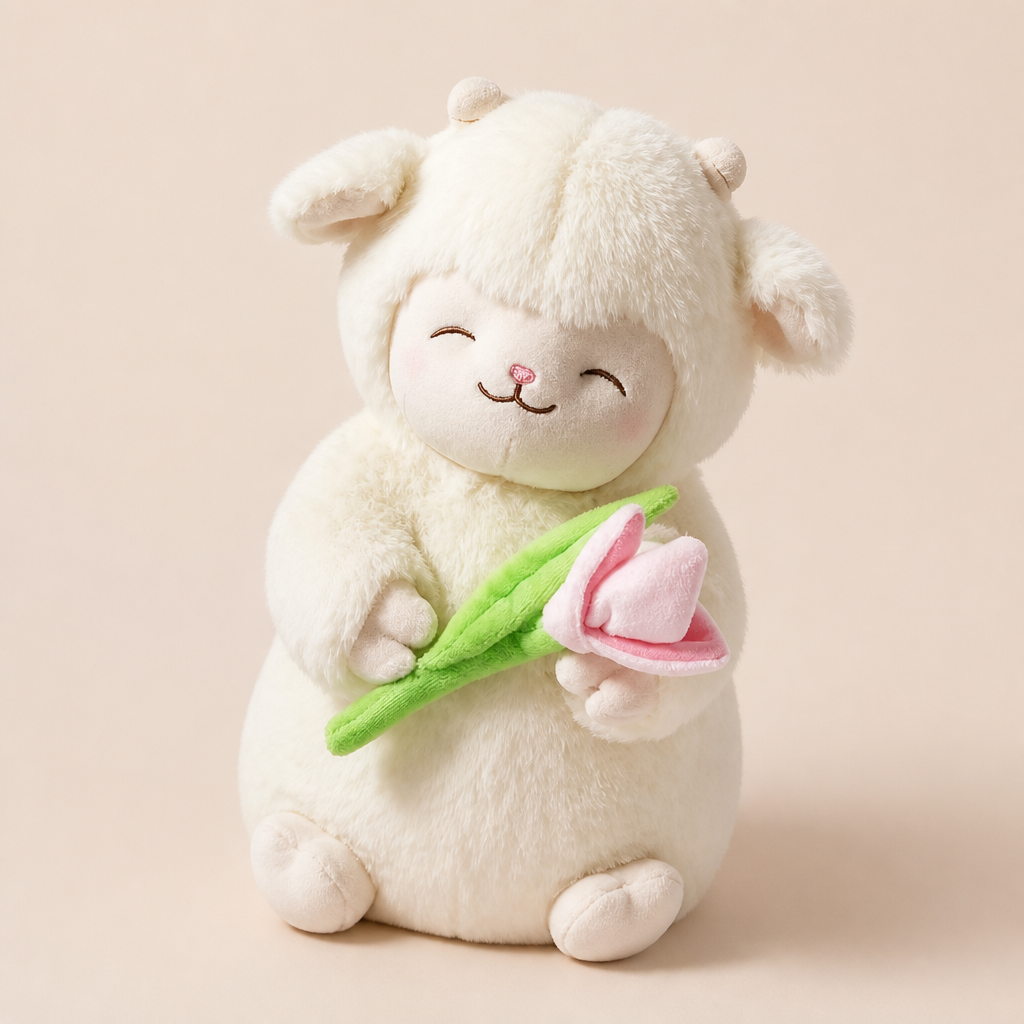 Peluche Mouton avec Ça Rose