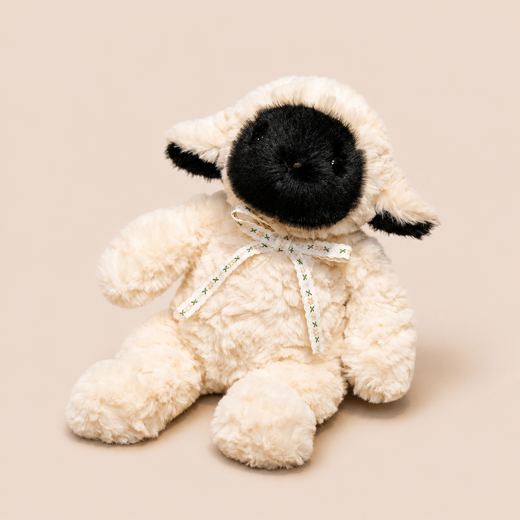 Peluche Petit Agneau Noir et Blanc