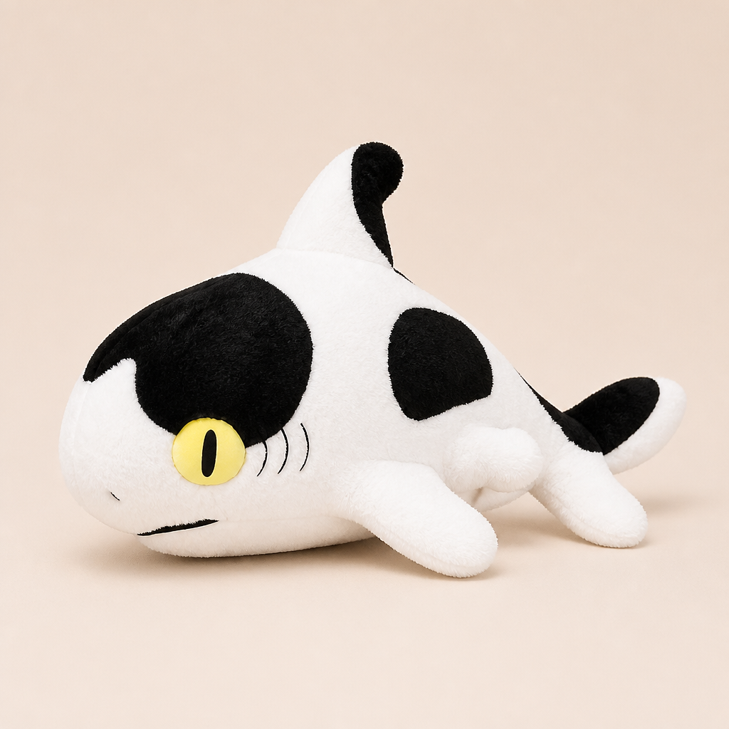 Peluche Requin Blanc et Noir Tacheté