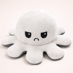Peluche Pieuvre Reversible Blanc /gris