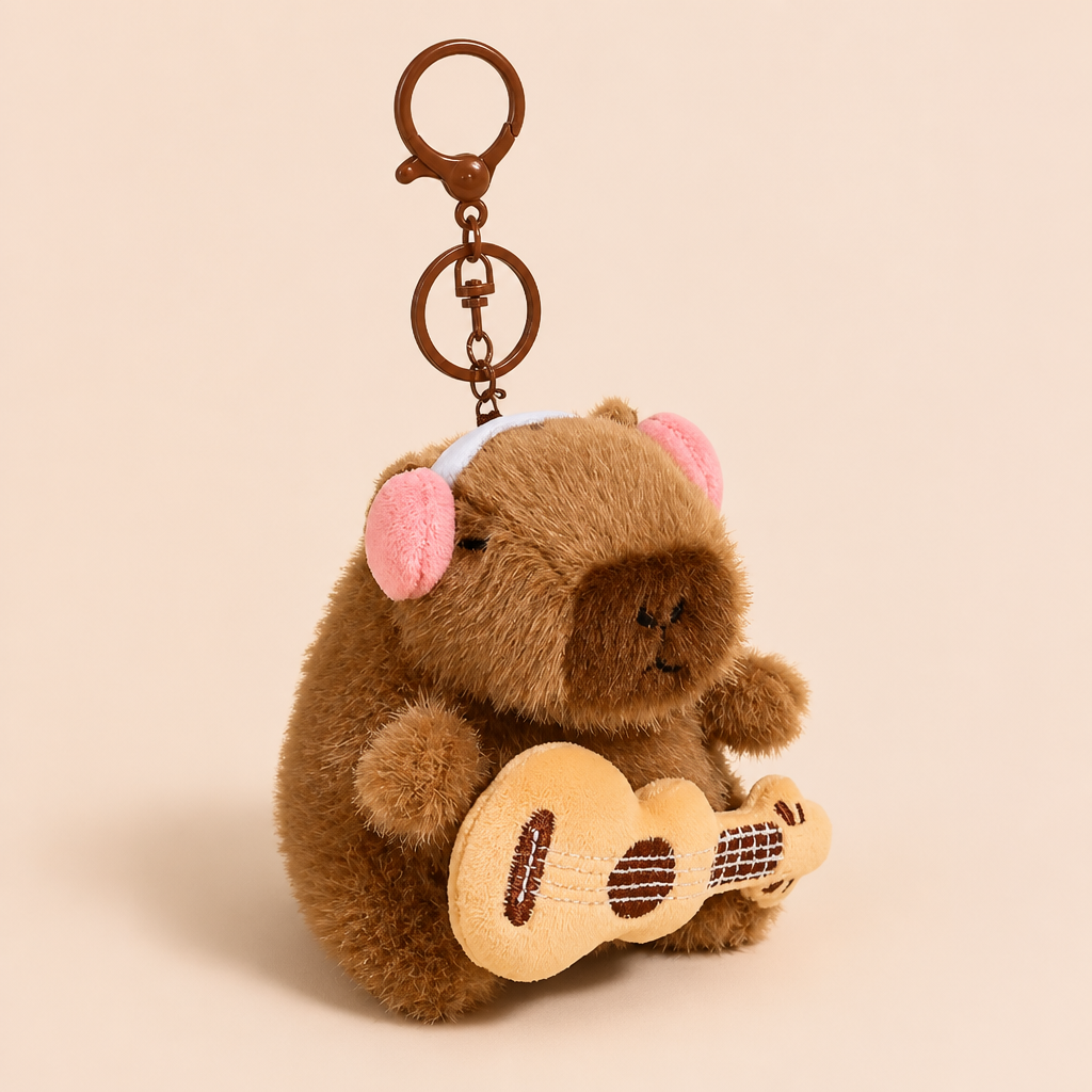 Pendentif Capybara Peluche Musiciens