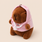 Porte Clés Peluche Capybara - Hoodie Pêche Rose